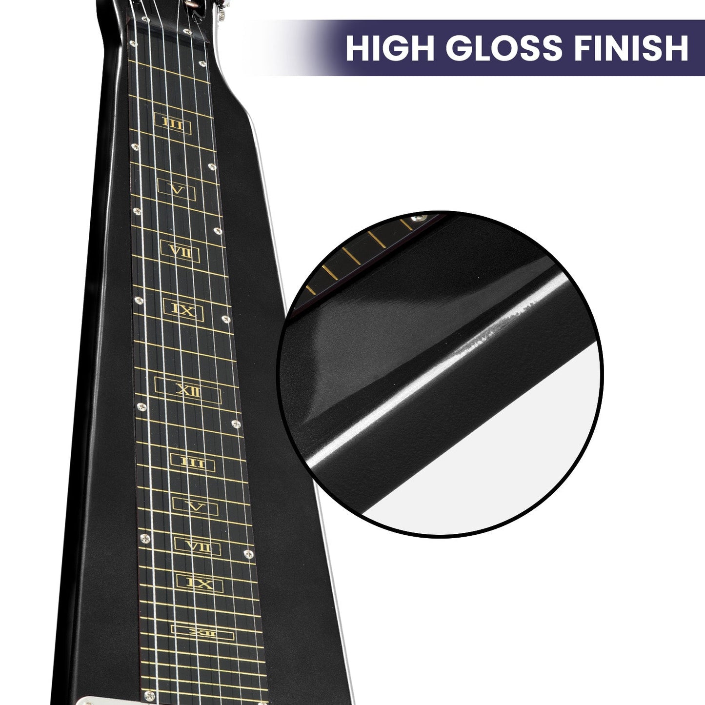 Karrera 29in 6-String Lap Steel Hawaiian Guitar (Black)