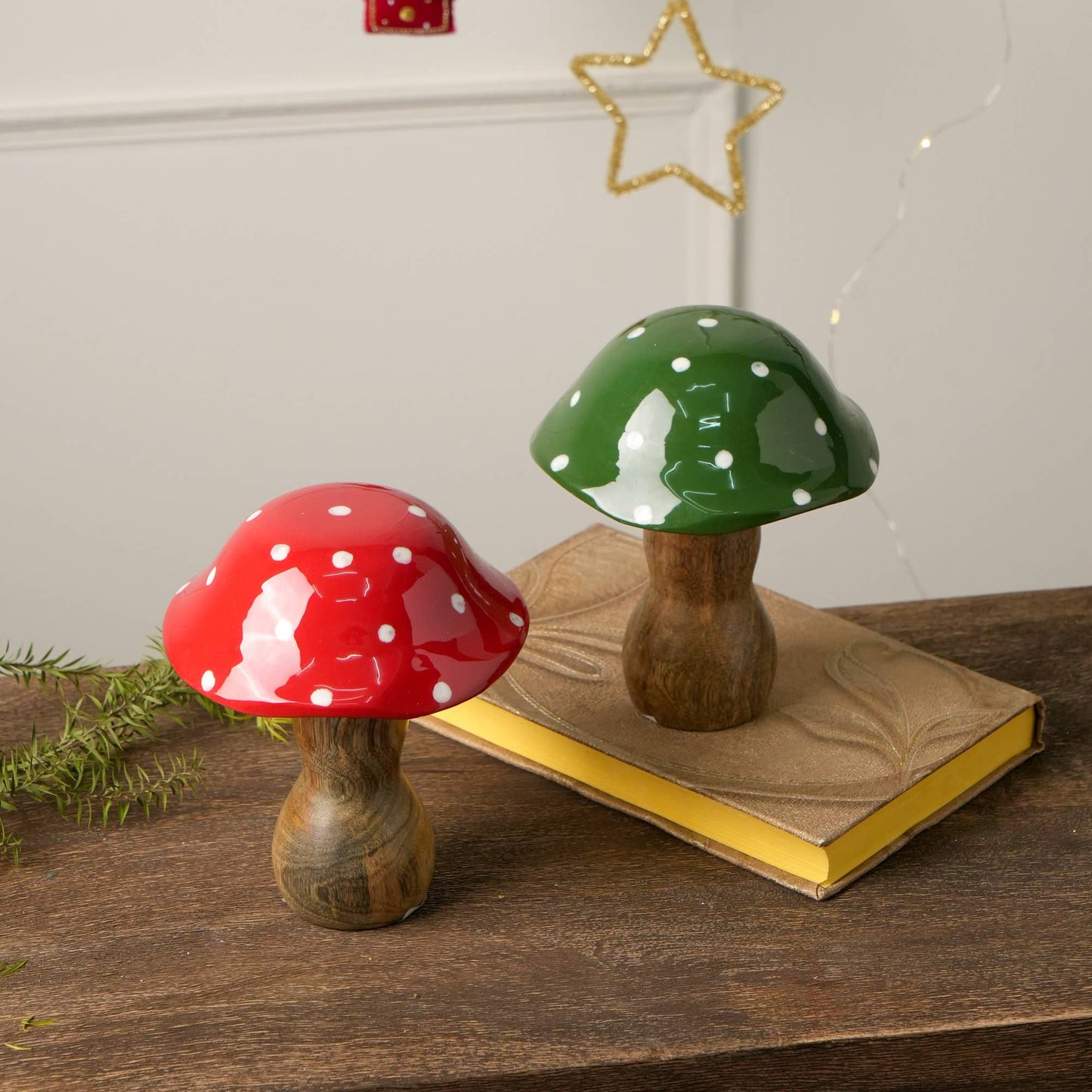 Wooden Table Top Large Mushroom , Set of 2
