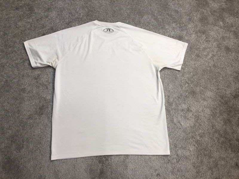Under Armour Shirts Mens Large White Pullover Crew Neck Tee Short Sleeve Logo