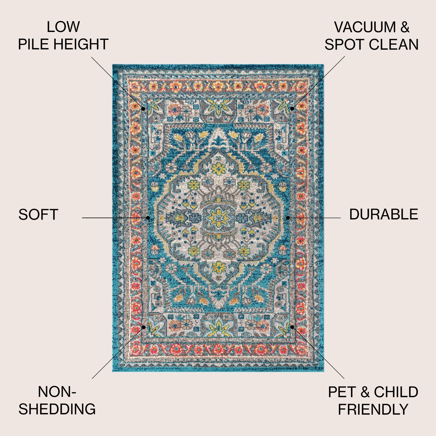 Bohemian FLAIR Boho Vintage Medallion Area Rug