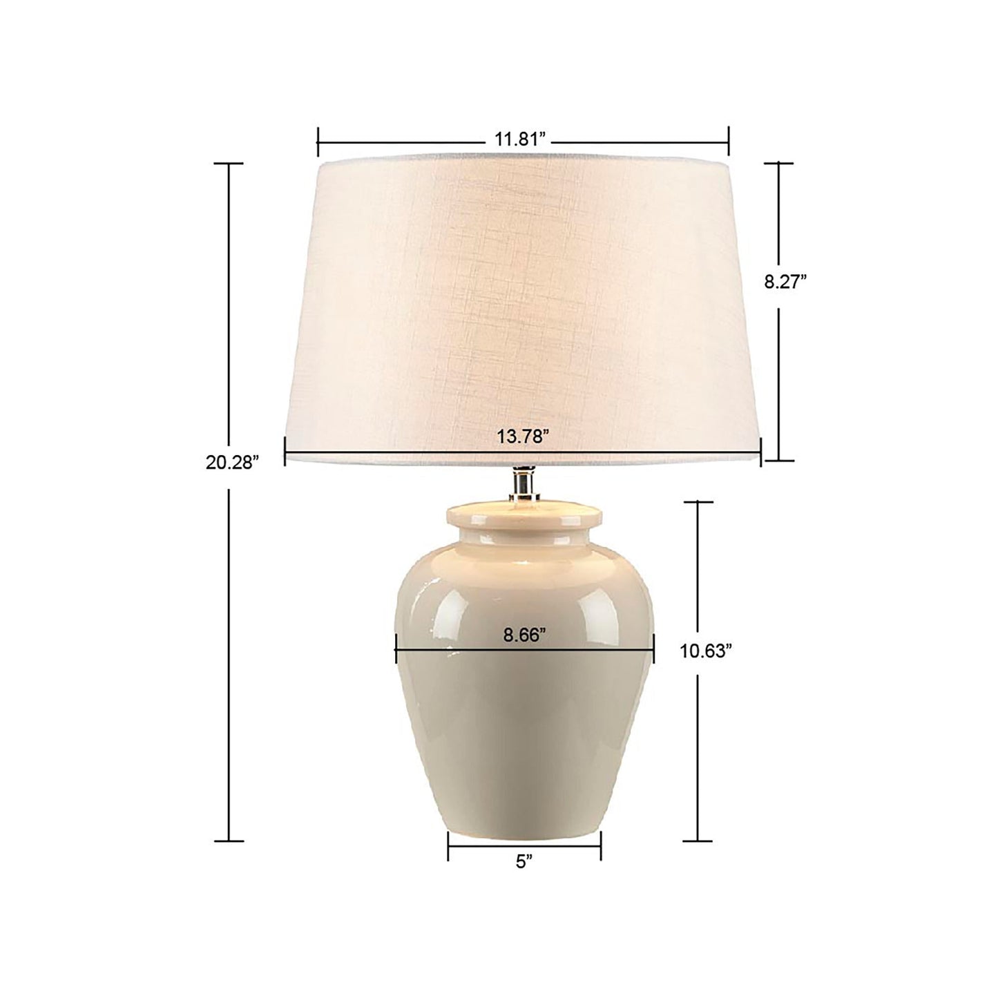Ceramic Table Lamp with Vase-Shaped Base and Drum Shade
