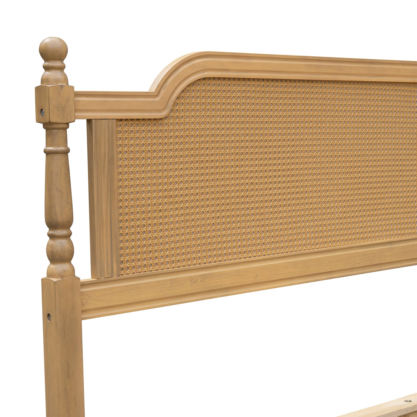 Excelsis Rattan Bed Frame with Fluted Legs, Antique Walnut