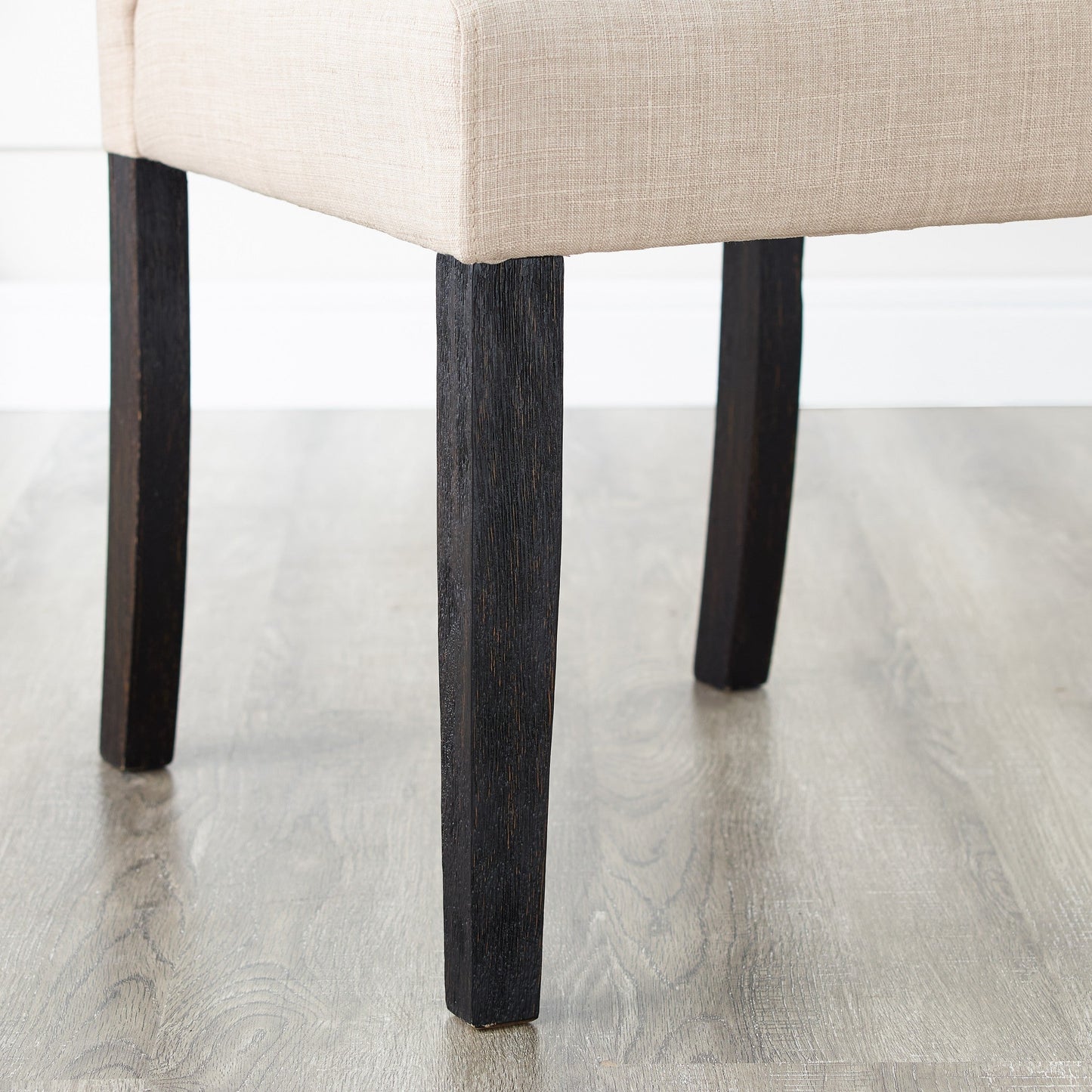 Upholstered Button-Tufted Dining Chair with Armless Design and Rolled Back, Set of 2