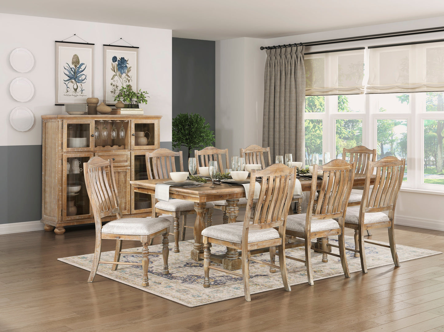 Styne Dining Chair with Vertical Slat-Back and Wood Frame, Set of 2