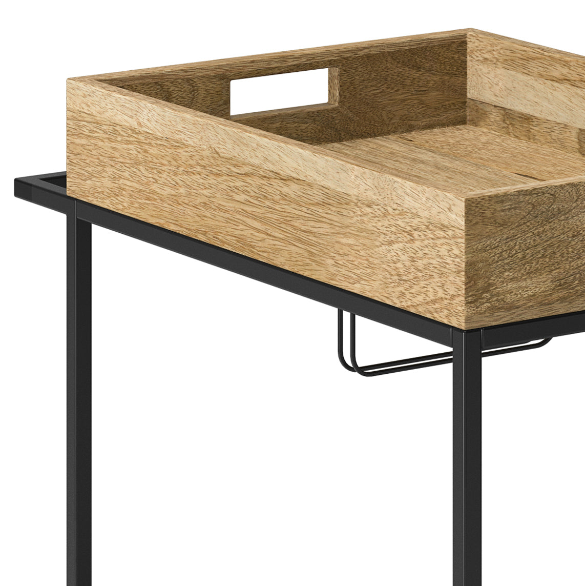 24" 2-Tier Bar Cart with Box Shaped Top