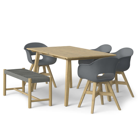 Legend 6-Piece Outdoor Dining Table Set with 4 Chairs and Bench