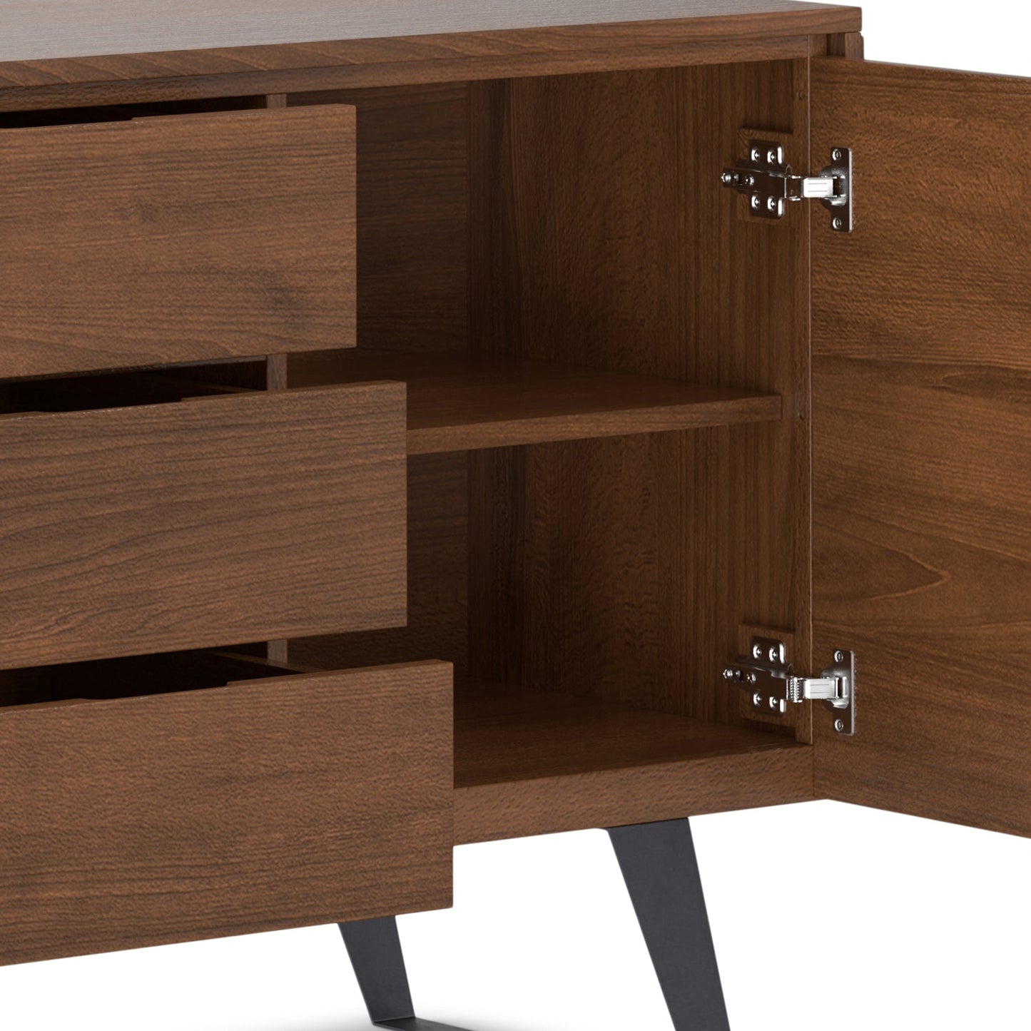 Peak 2-Door Buffet Cabinet with 3 Drawers and Metal Angled Legs