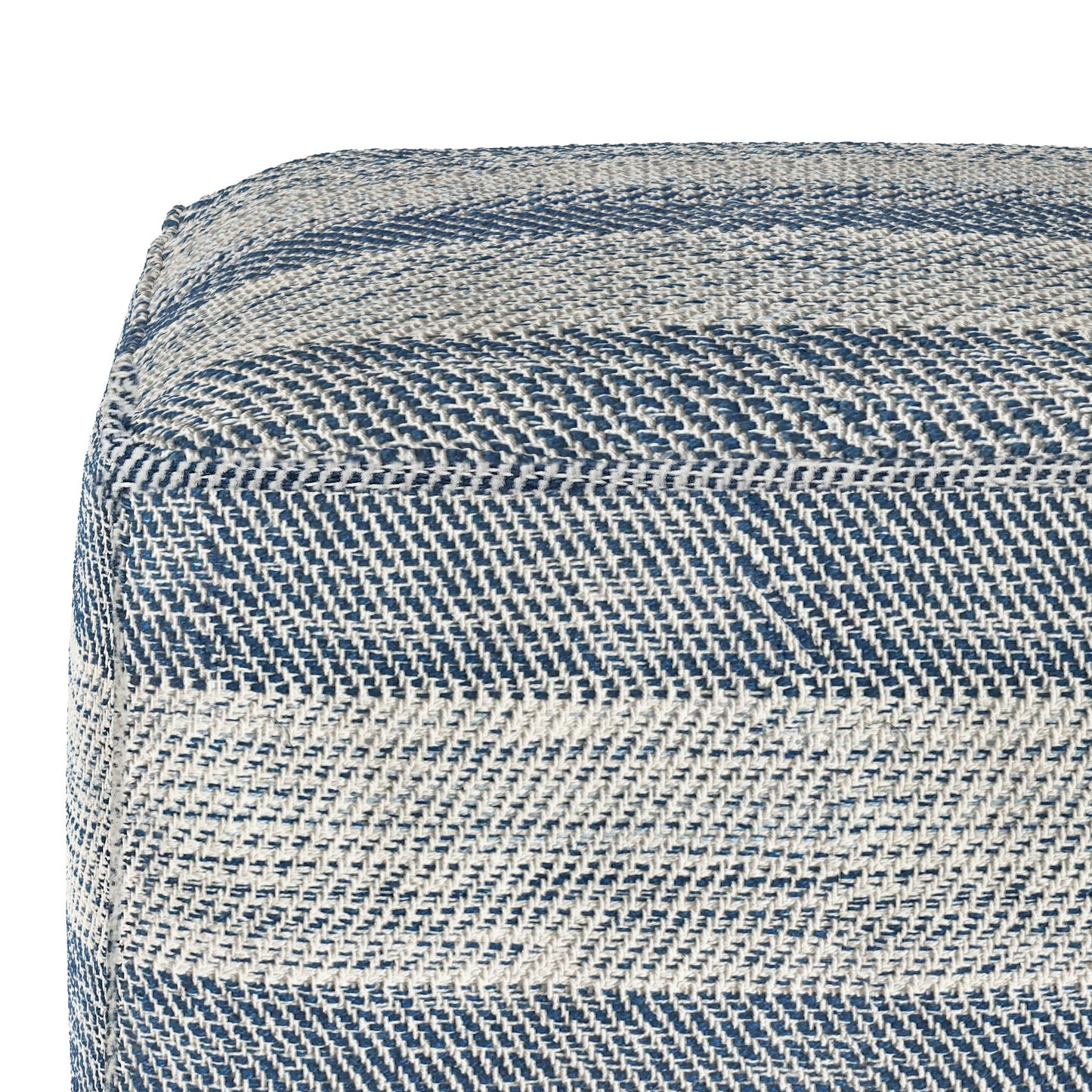 Axis Cotton Square Pouf with Woven Patterned Melange