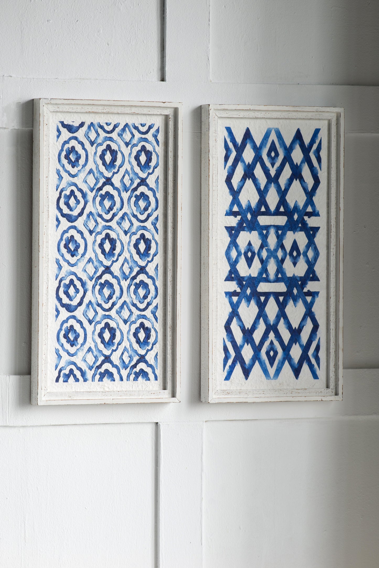 Wall Art with Wood Frame and Bold Patterns, Set of 2
