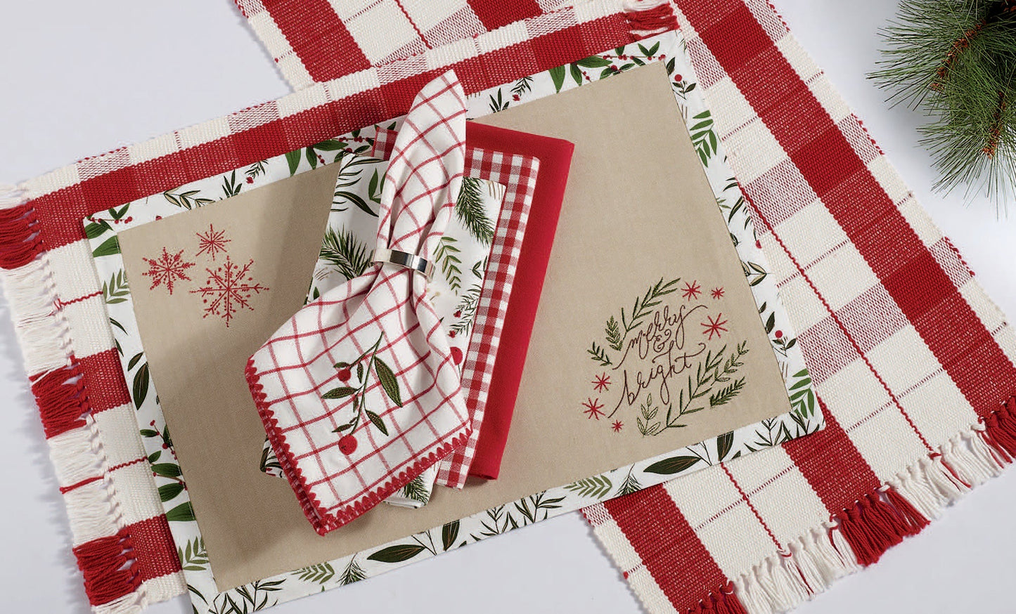 Berry Sprig Embellished Napkins, Set Of 6