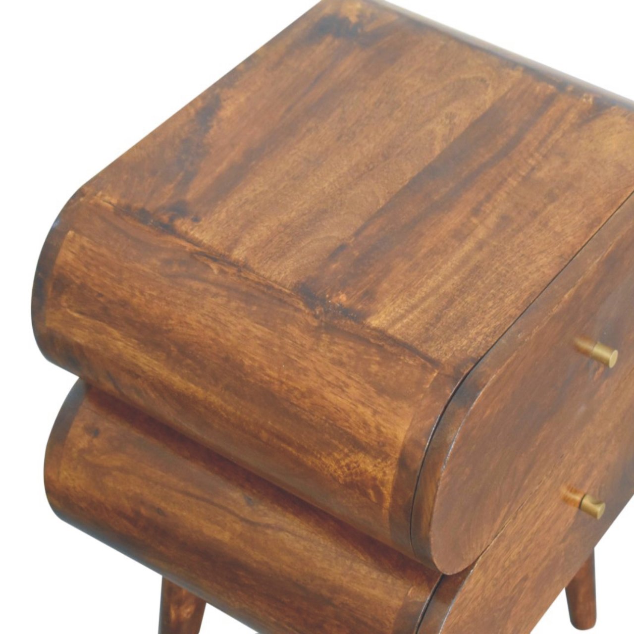 Bedside with 2 Drawers and Round Capsule Design