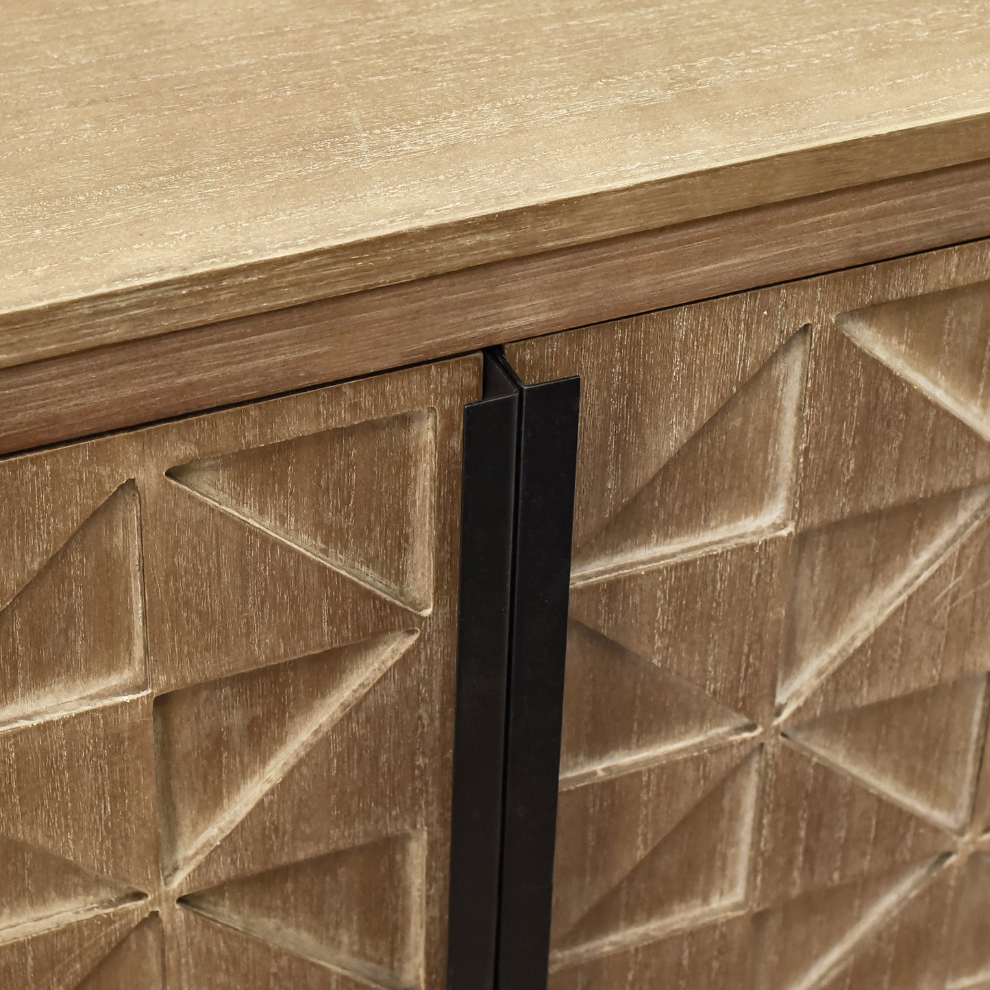Hand-Carved 2 Doors Accent Cabinet with Shelves and Wood Legs
