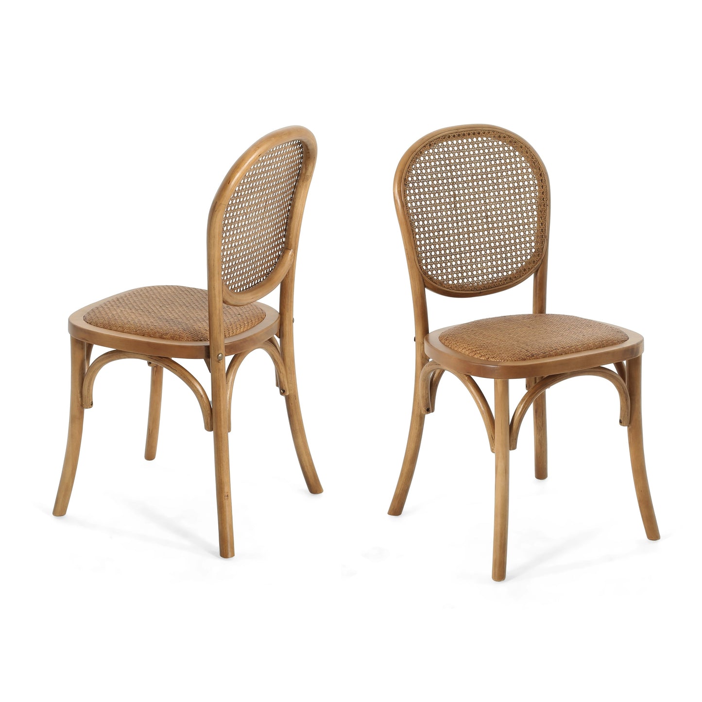 Qyros Dining Chair with Round Backrest and Curved Legs, Set of 2
