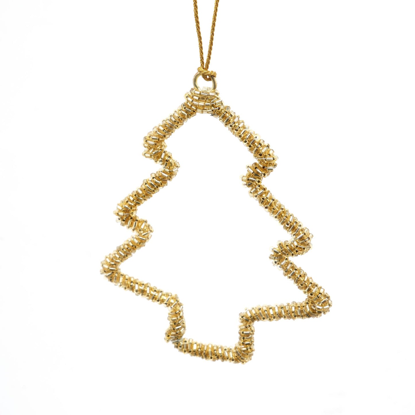 Beaded Golden Tree Ornament, Set of 6