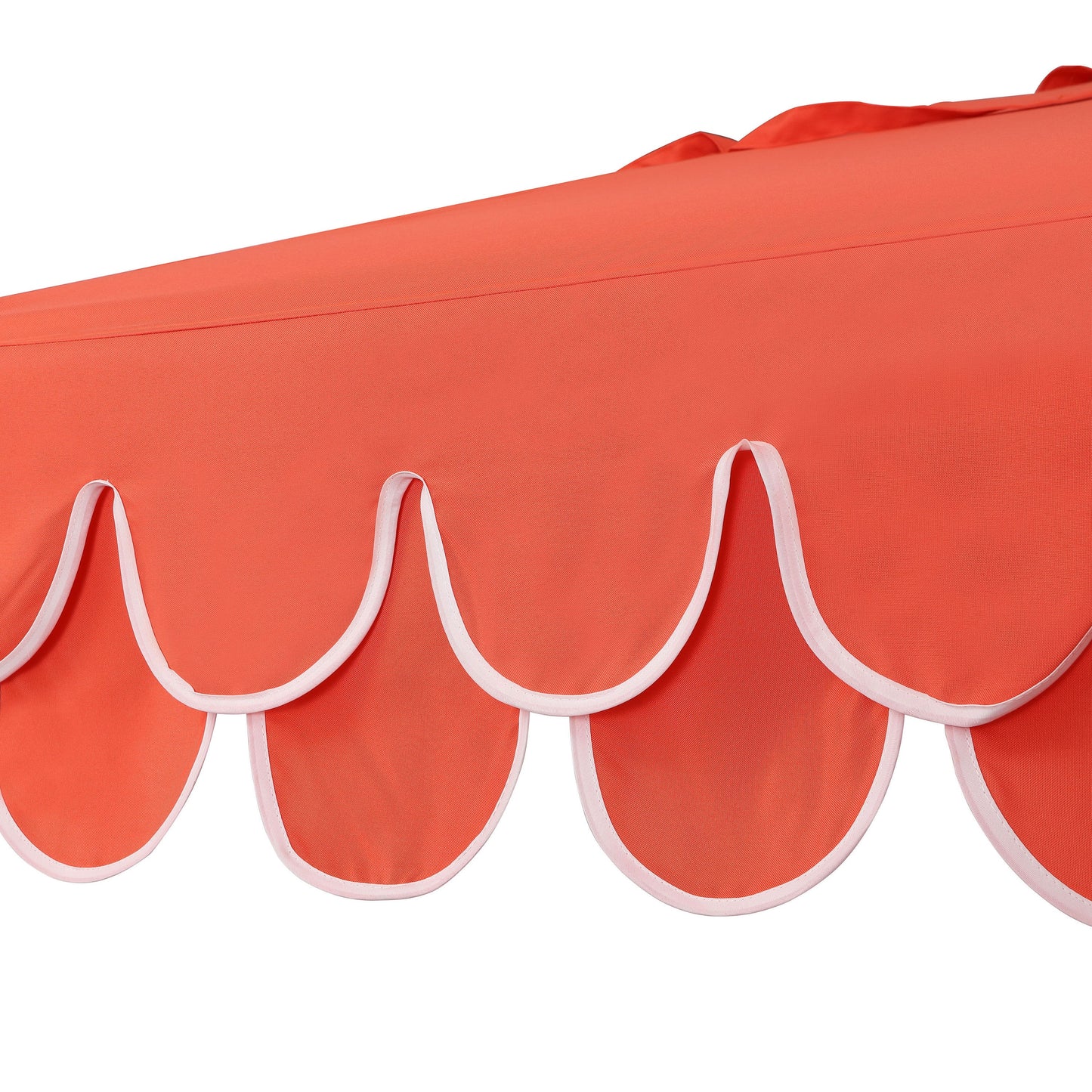 Tracy Classic MidCentury Scalloped Fringe Market Patio Umbrella with Auto-Tilt