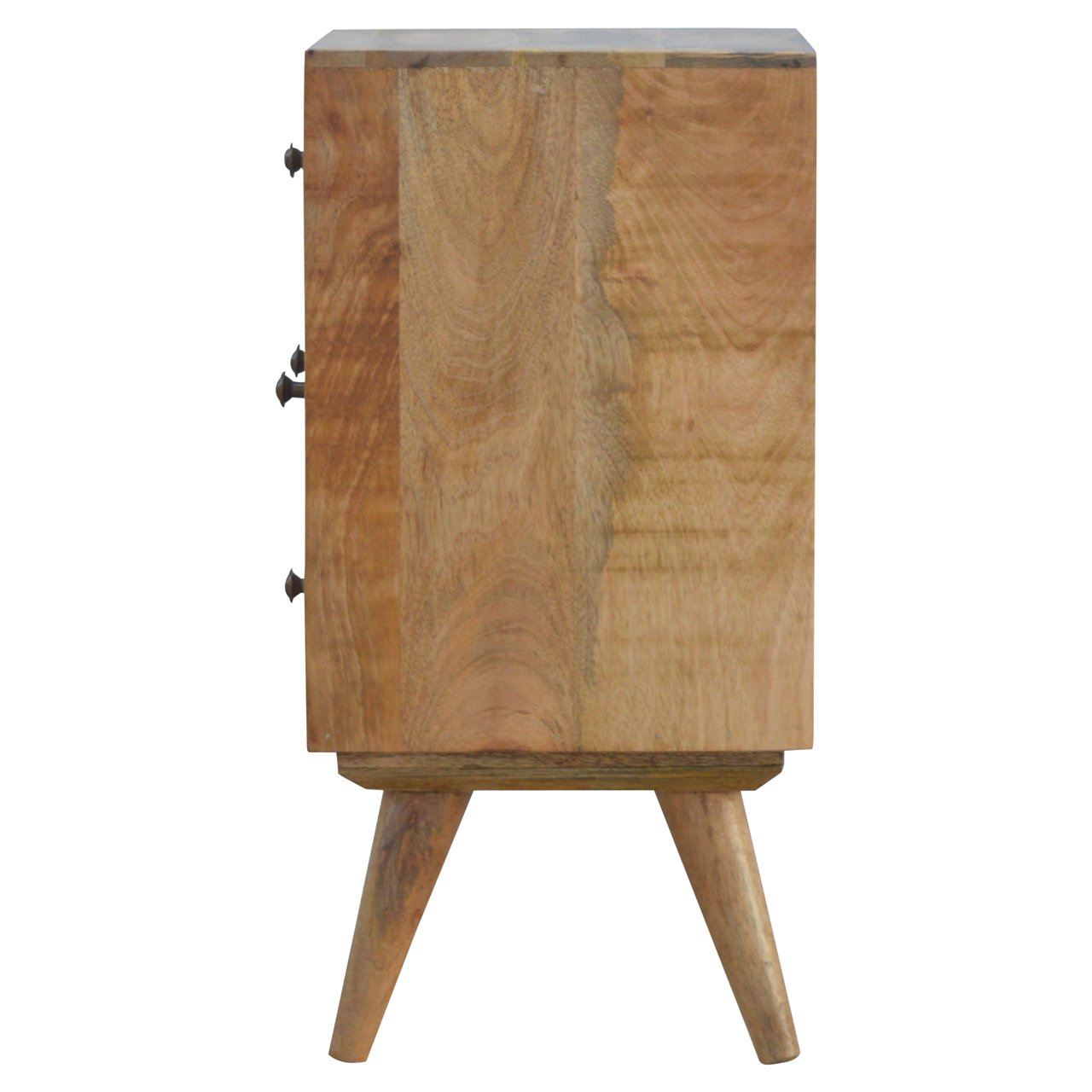 4-Drawer Bedside with Tapered Legs and Shiny Knobs