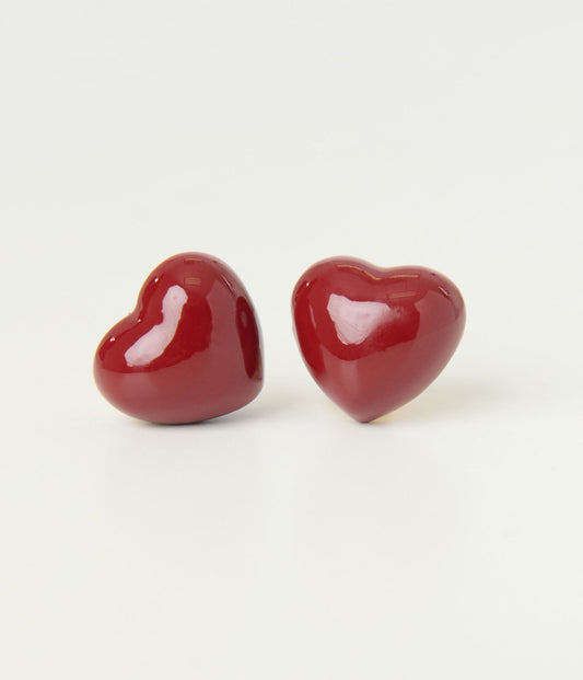 Banned Burgundy Lucky Heart Earrings