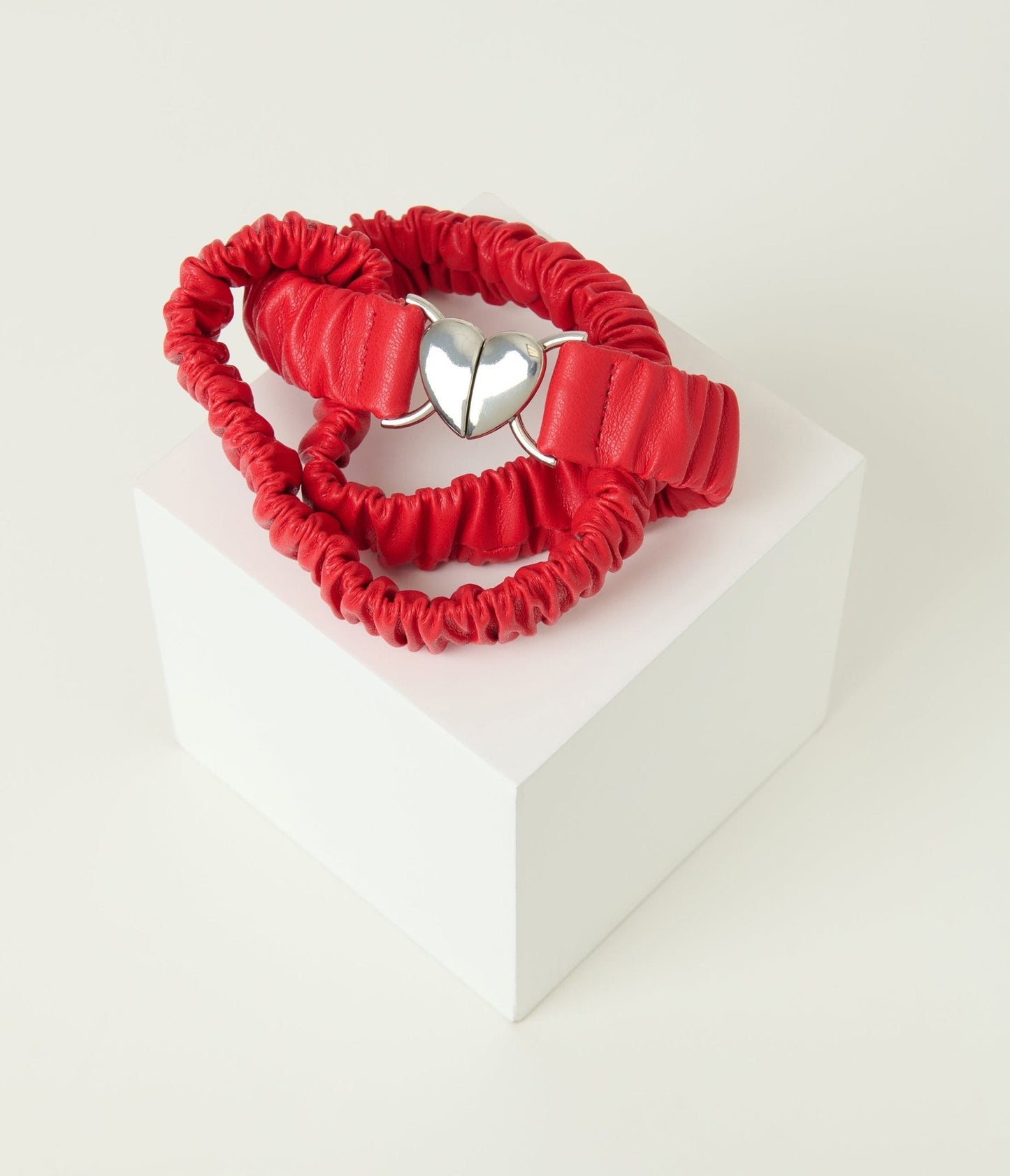 Banned Red Leatherette Heart Clasp Belt