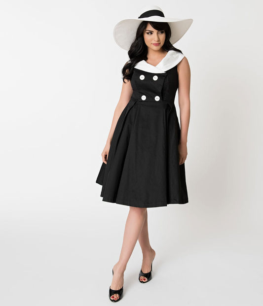 Barbie x Unique Vintage Black Cotton After Five Swing Dress