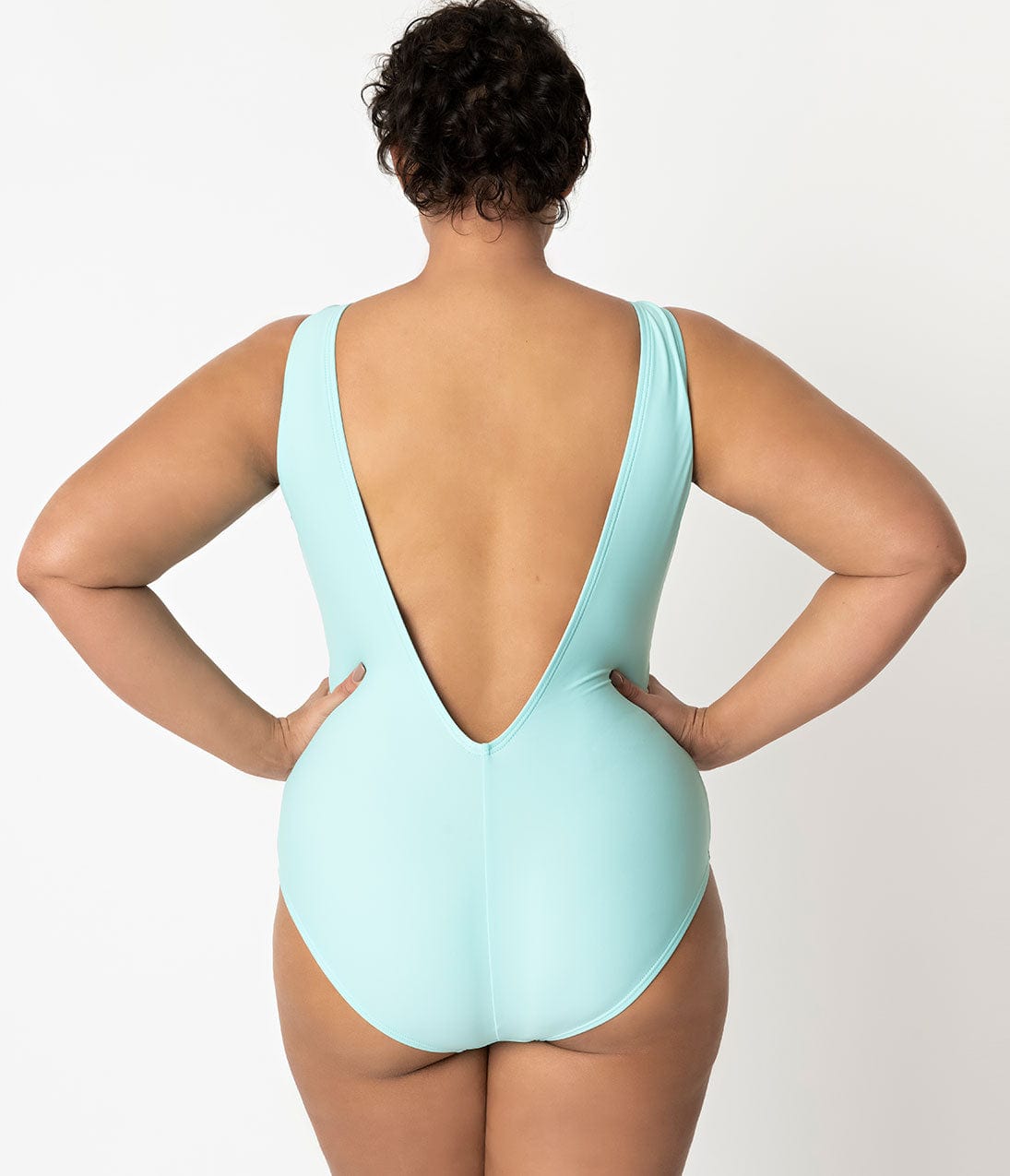 Barbie x Unique Vintage Plus Size Light Blue Malibu Barbie Swimsuit