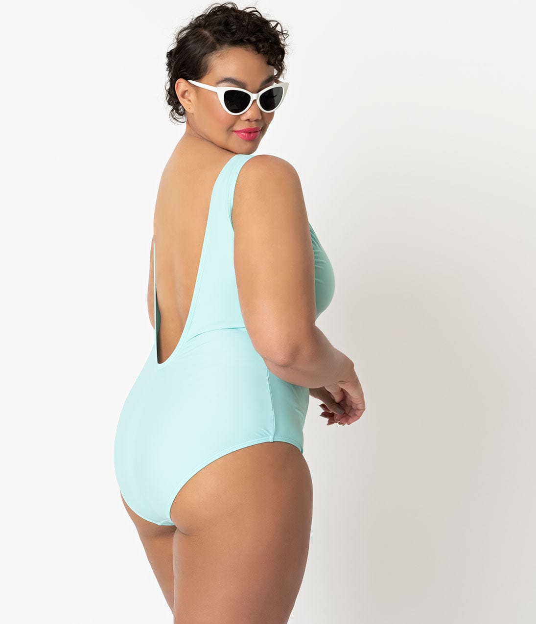 Barbie x Unique Vintage Plus Size Light Blue Malibu Barbie Swimsuit