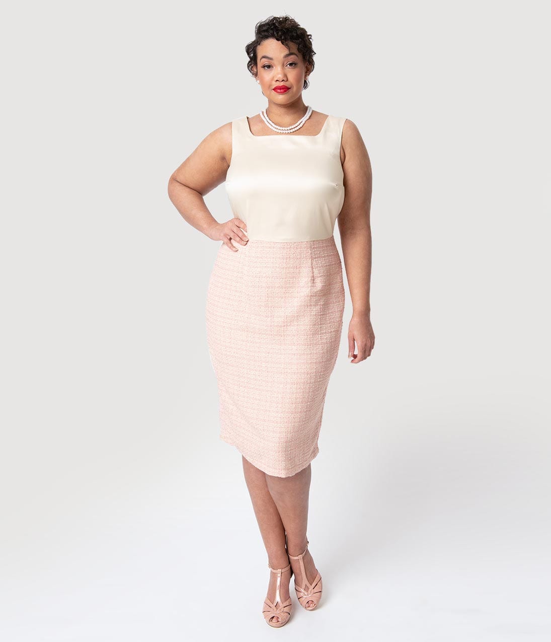 Barbie x Unique Vintage Plus Size Pink Fashion Luncheon Sheath Dress & Jacket