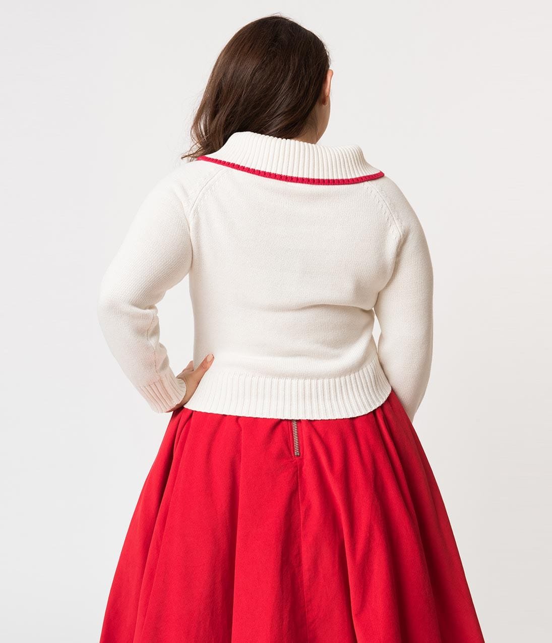Barbie x Unique Vintage Plus Size White Knit Letterman Sweater