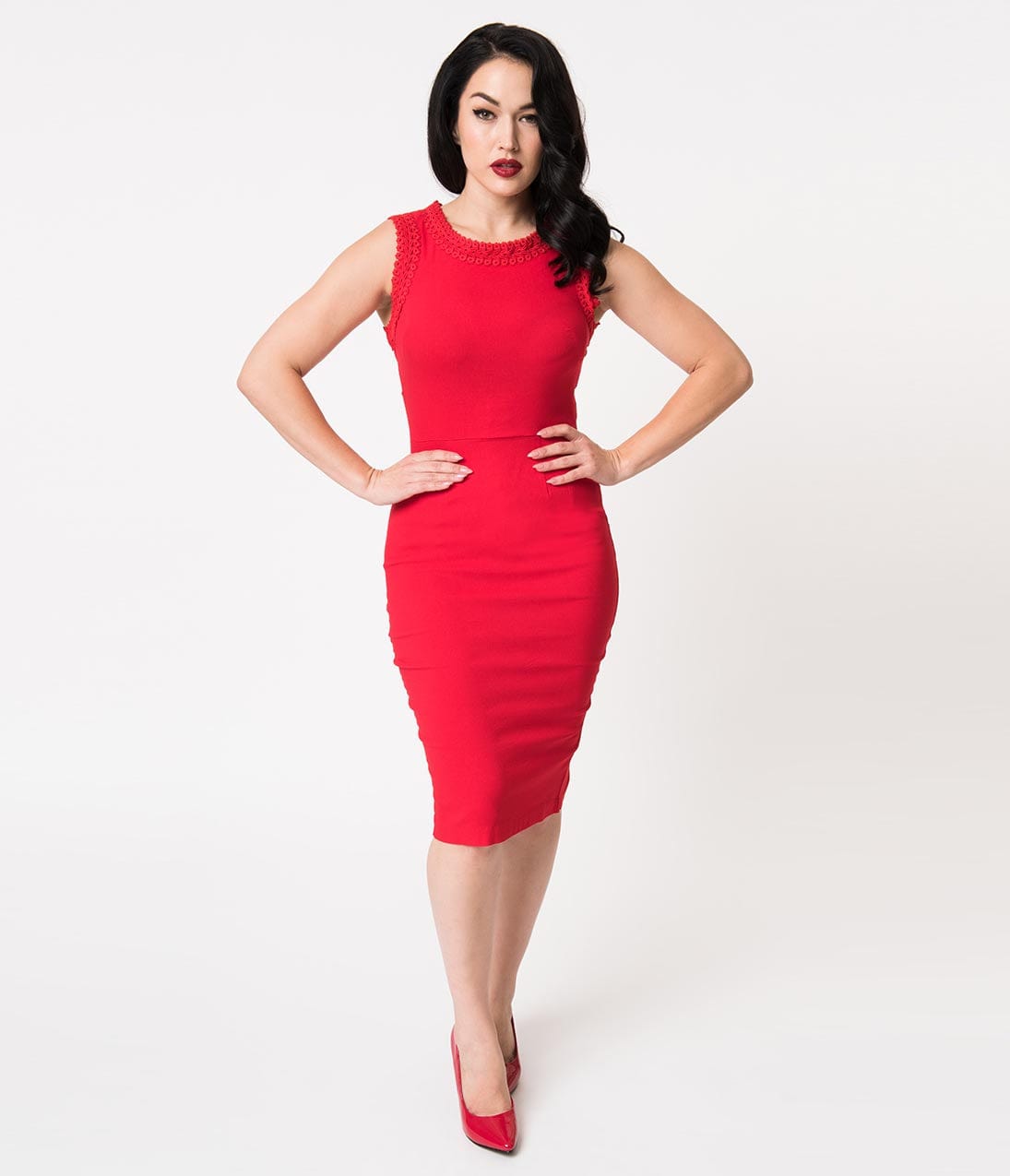 Barbie x Unique Vintage Red Matinee Fashion Sheath Dress & Jacket