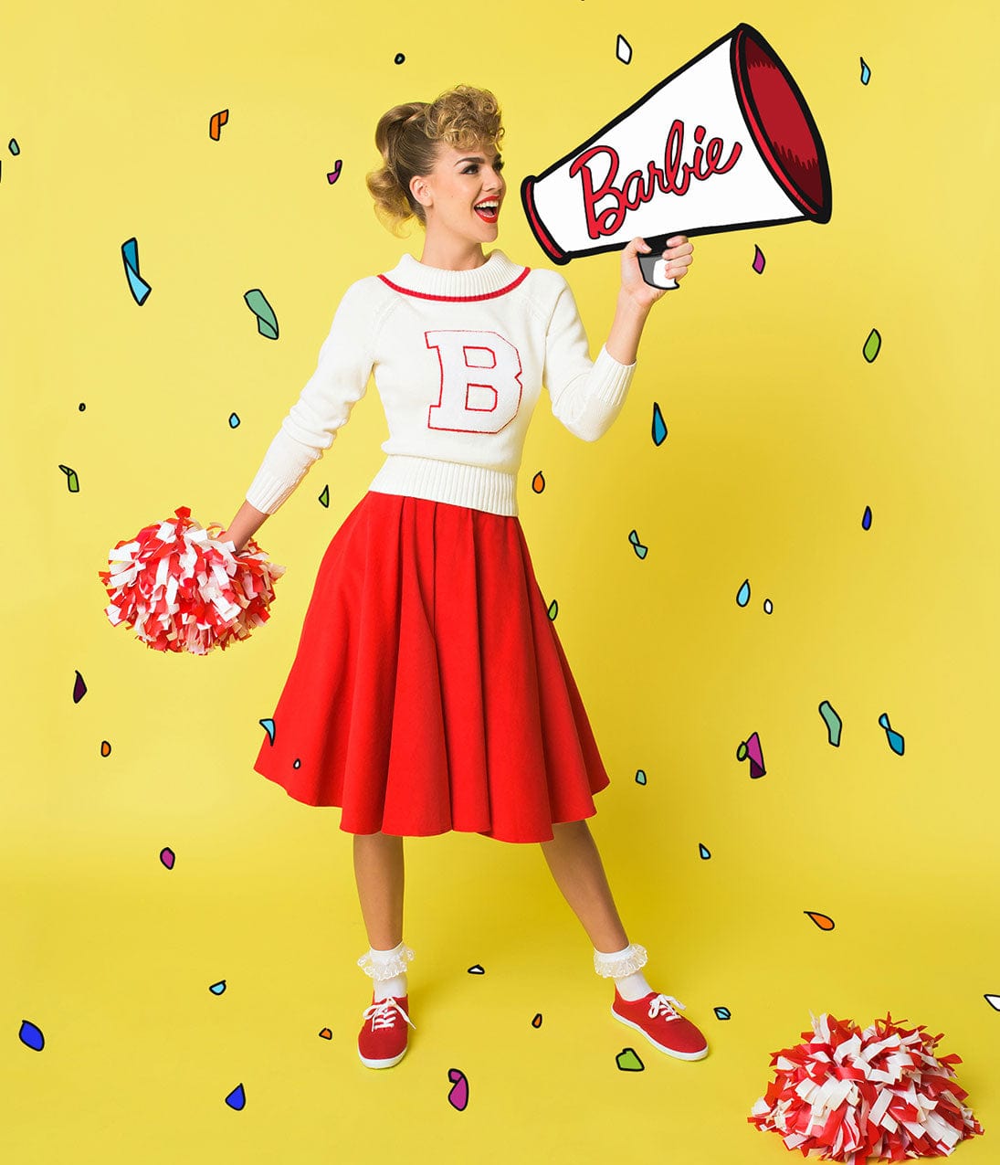 Barbie x Unique Vintage White Knit Letterman Sweater