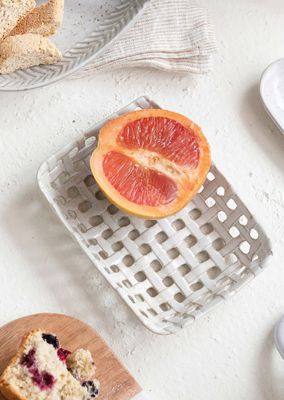 Basketweave Ceramic Catchall Tray