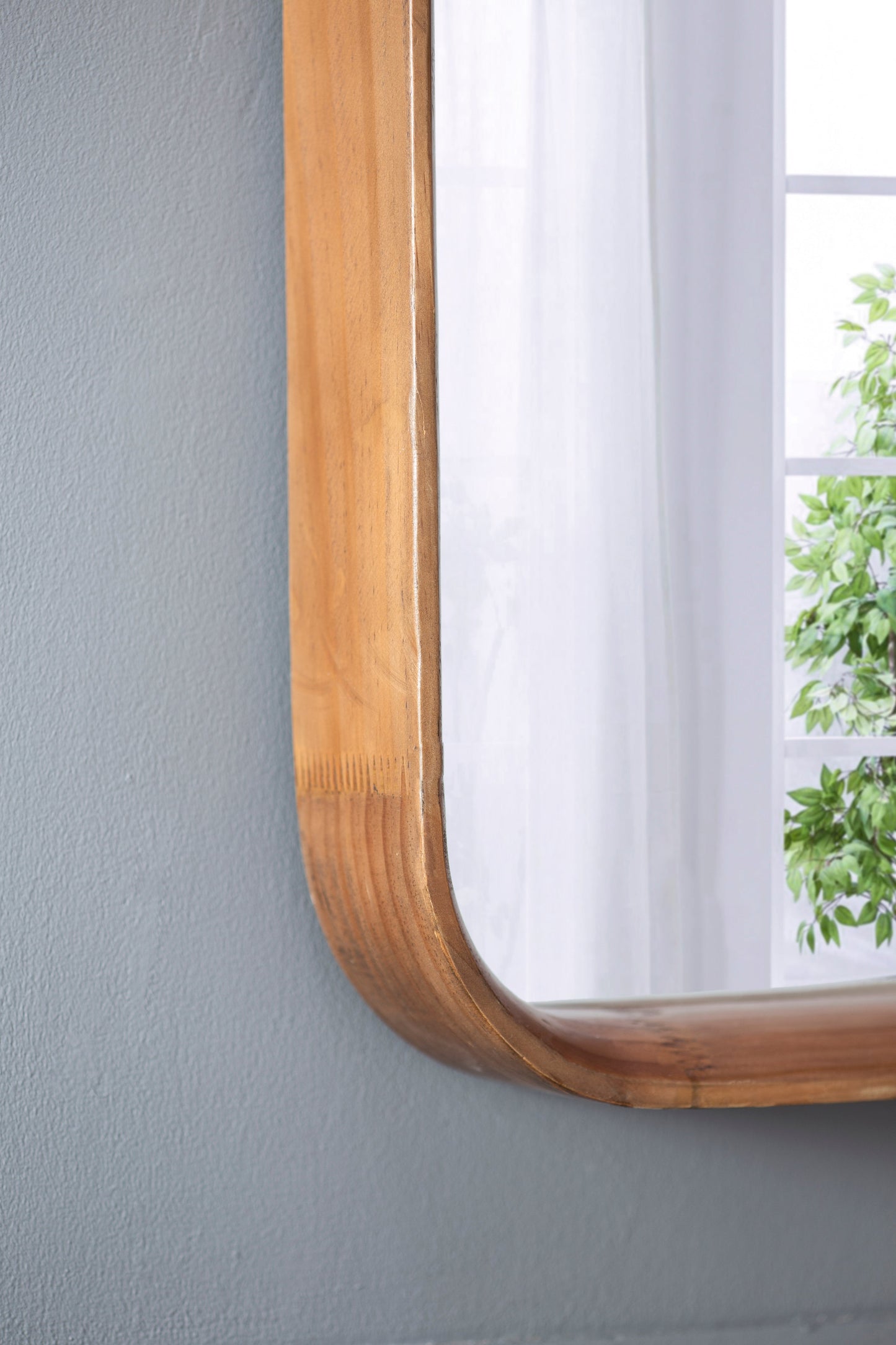 Square Wall Mirror with Wood Frame