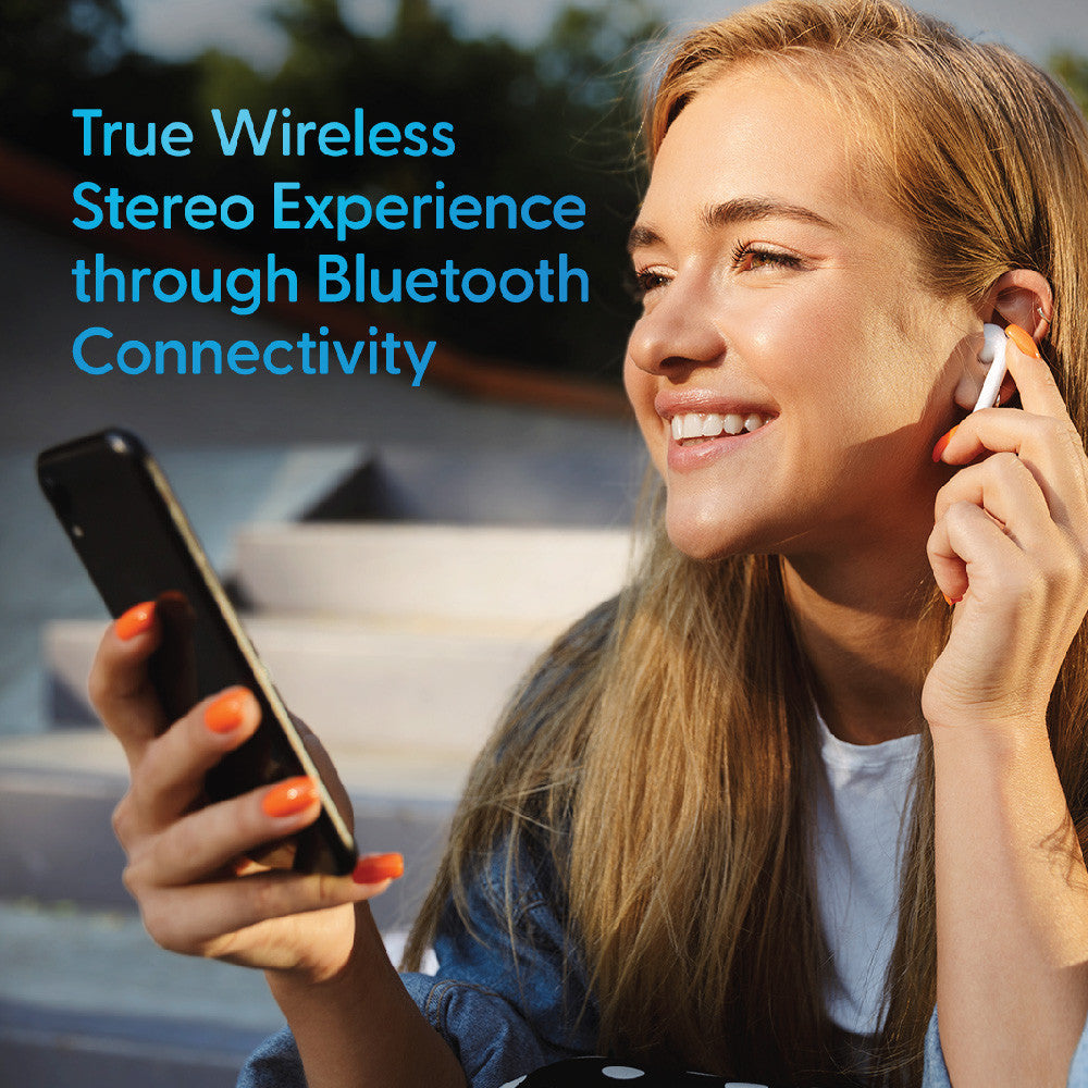 Laser TWS Earbuds with Voice Assistant and Charging Case (White)