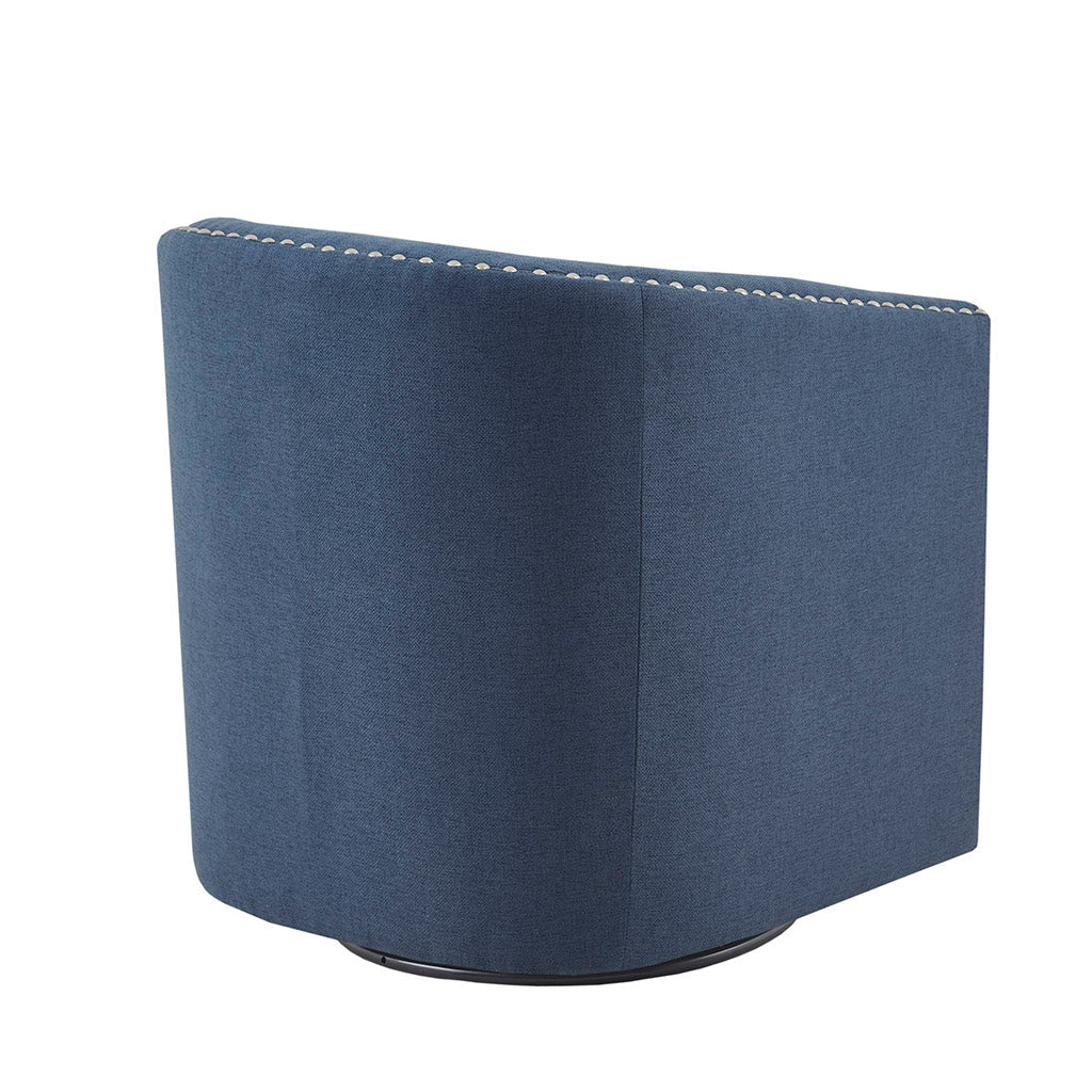 Fantasyy Upholstered Swivel Chair with Nailhead Trim and Curved Design