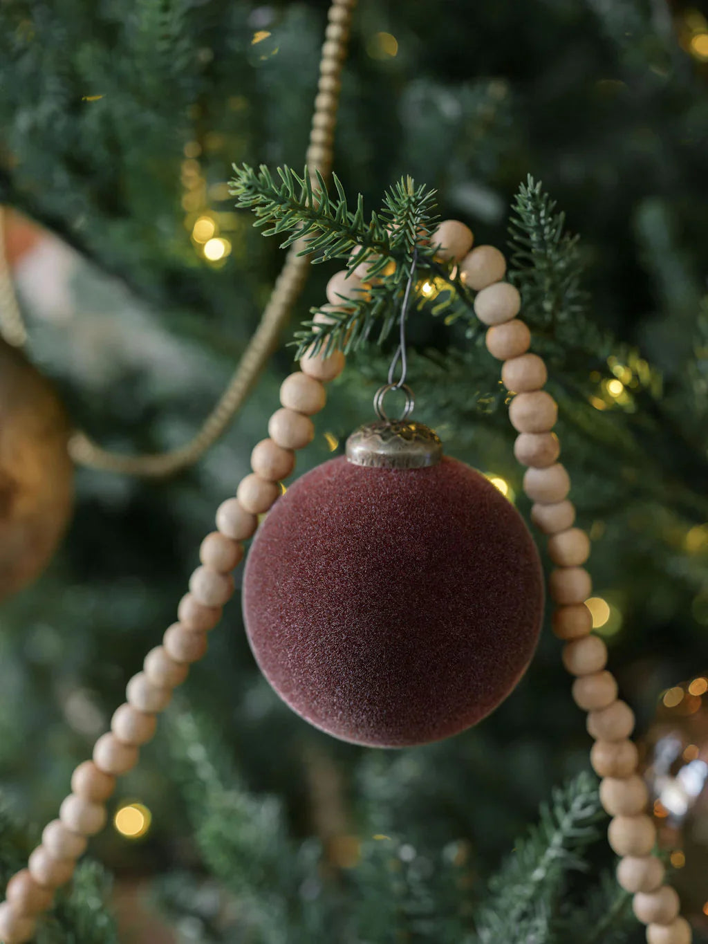 3" Flocked Bordeaux Glass Ornament, Set Of 6