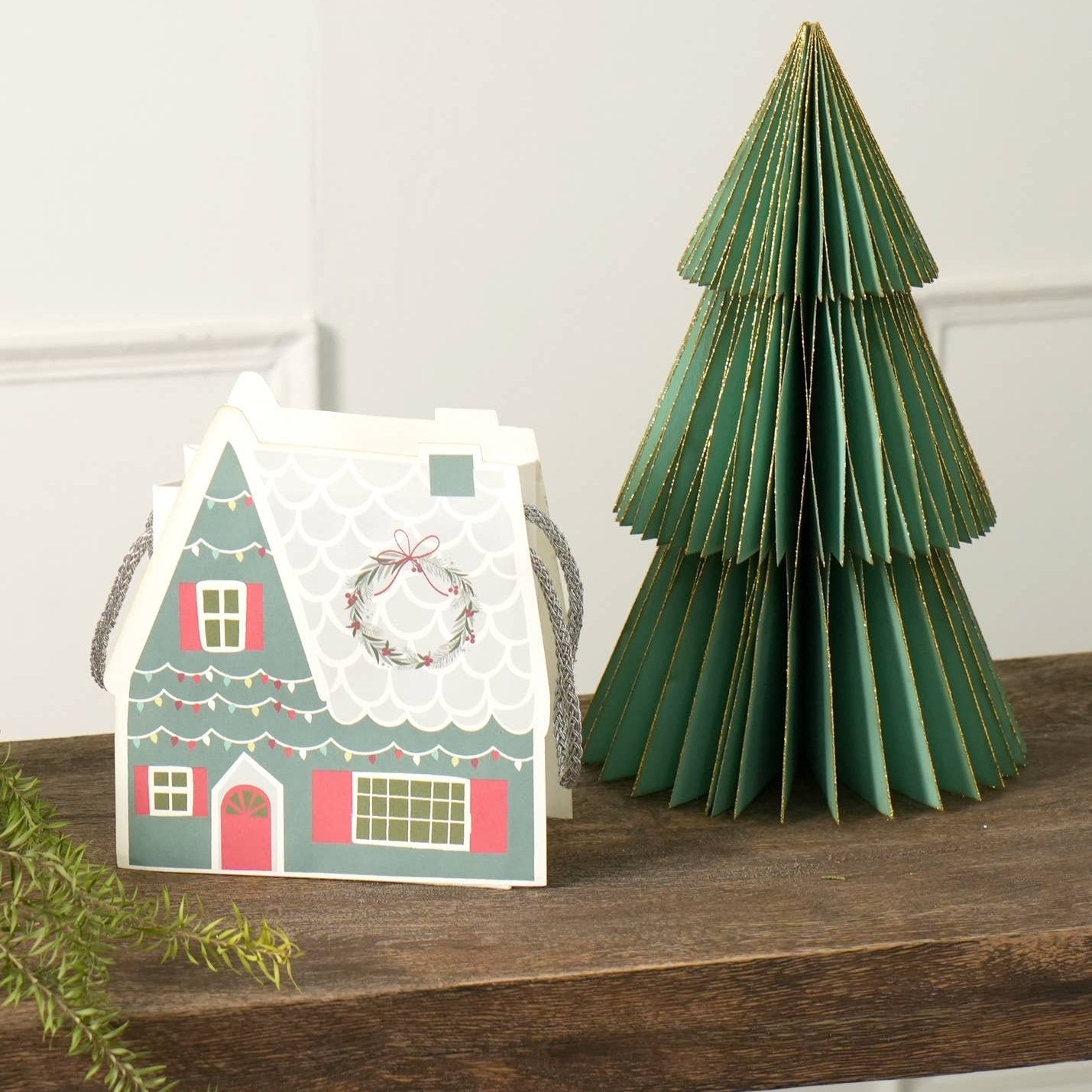 Green Handmade Paper Tree, Set of 2