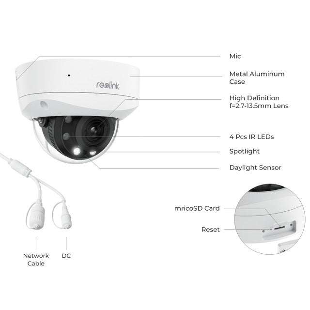 Reolink RLC-843A - Smart 4K 8MP PoE Camera with IK10 Vandal-Proof for Outdoor