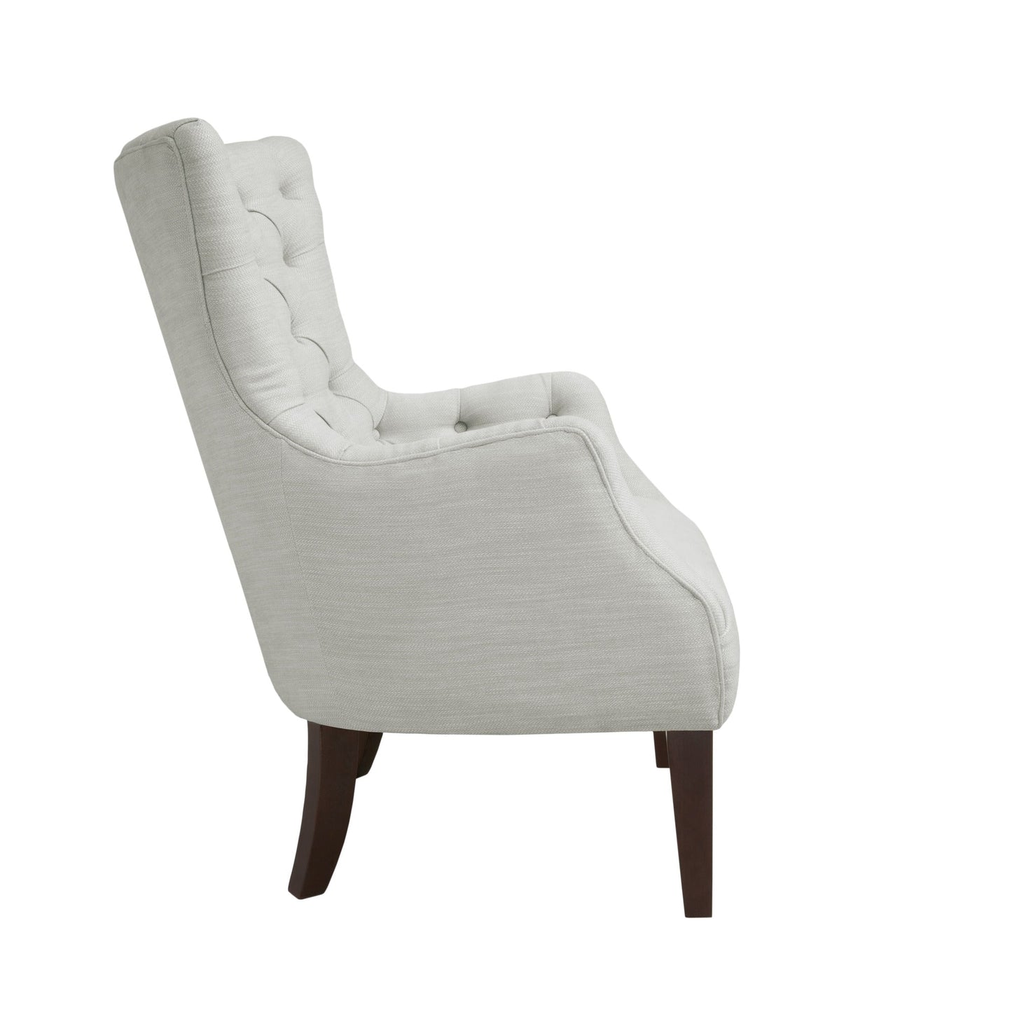 Button Tufted Upholstered Wing Chair with Solid Wood Frame