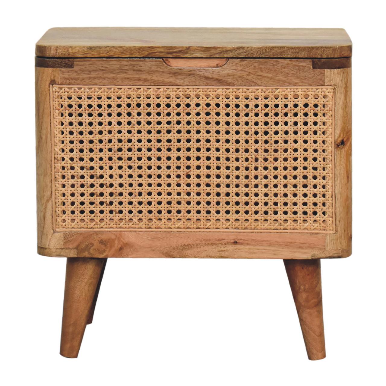 Decipher Wood and Rattan Lid-up Storage Stool
