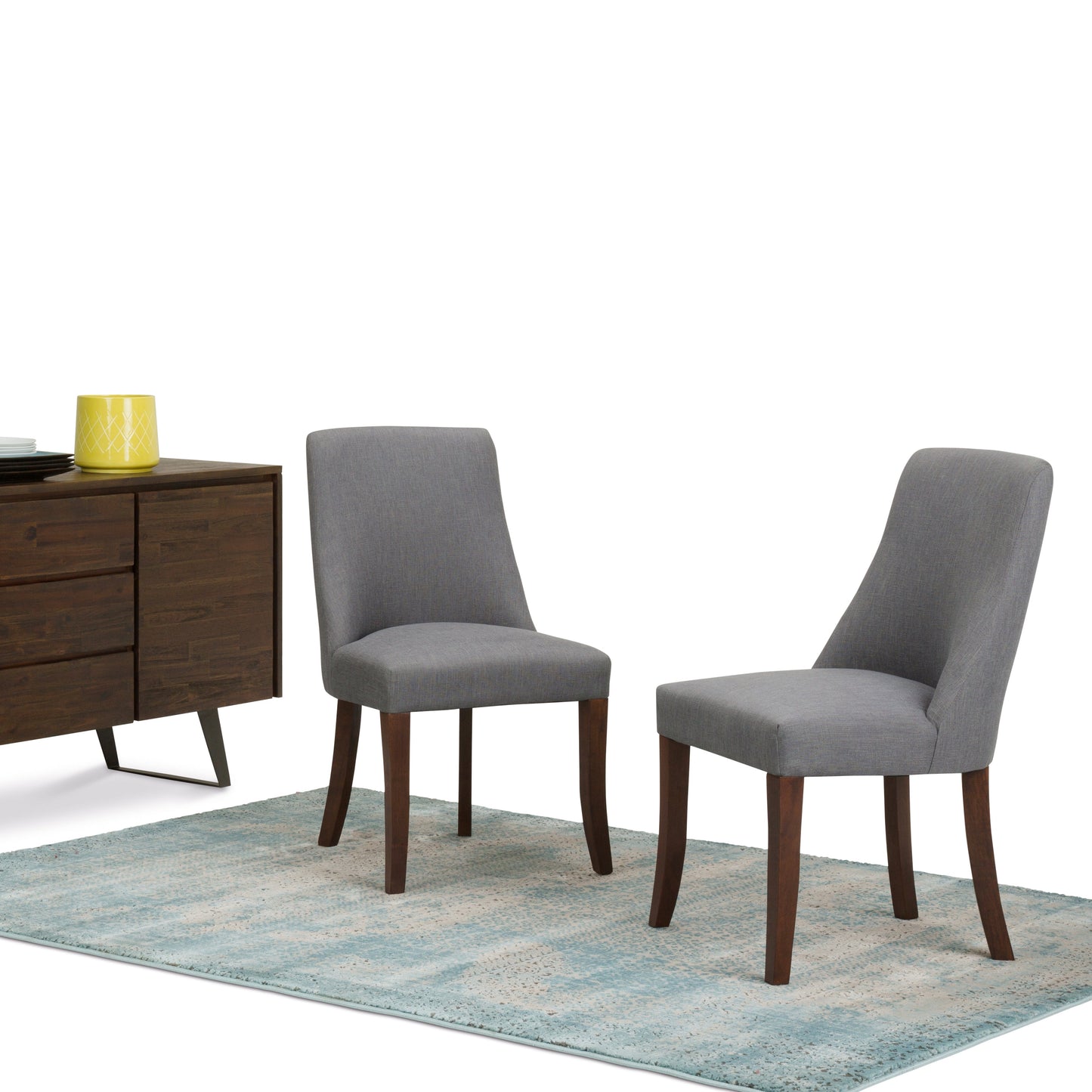 Upholstered Dining Chair with Curved Back, Set of 2