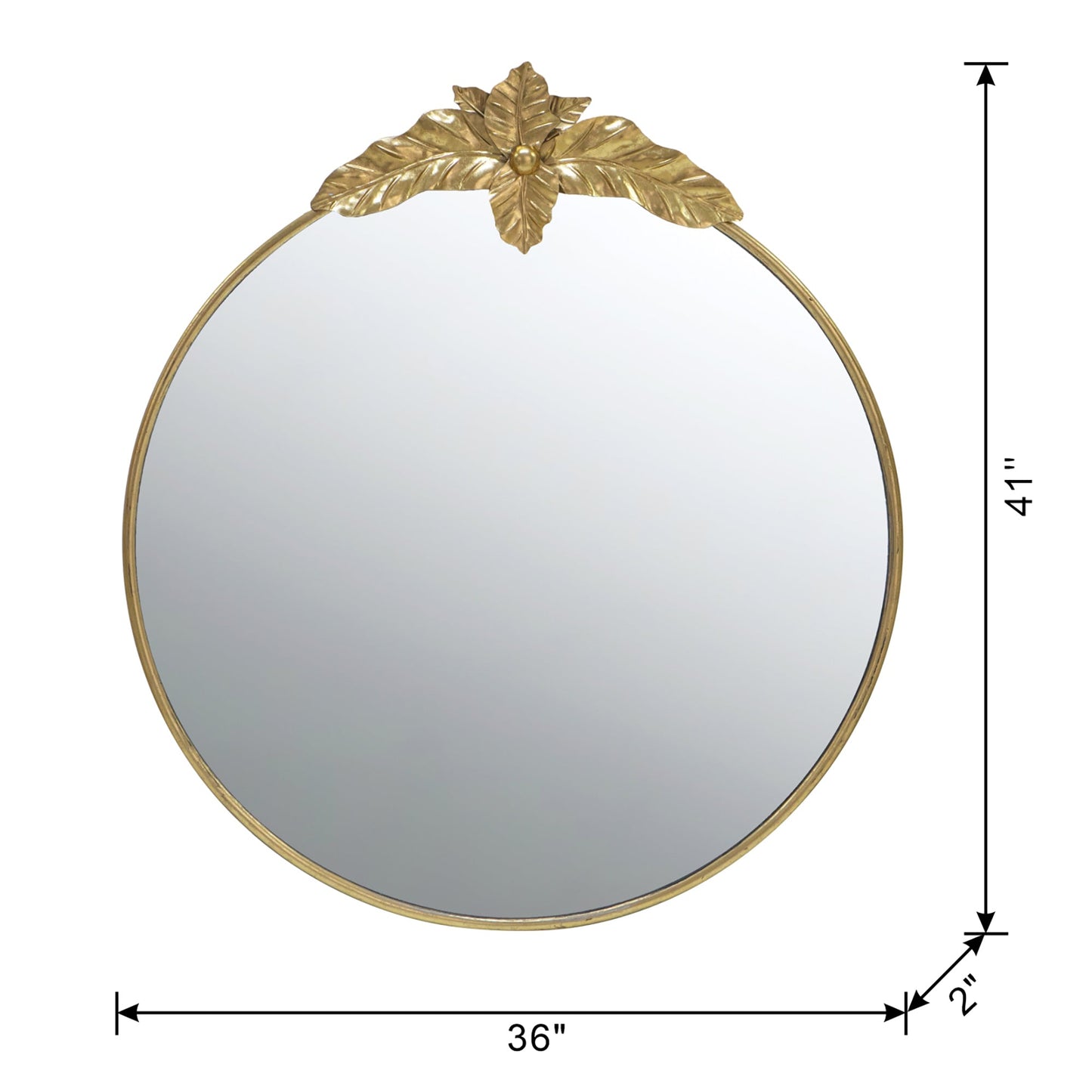 Large Round Wall Mirror with Gold Metal Frame