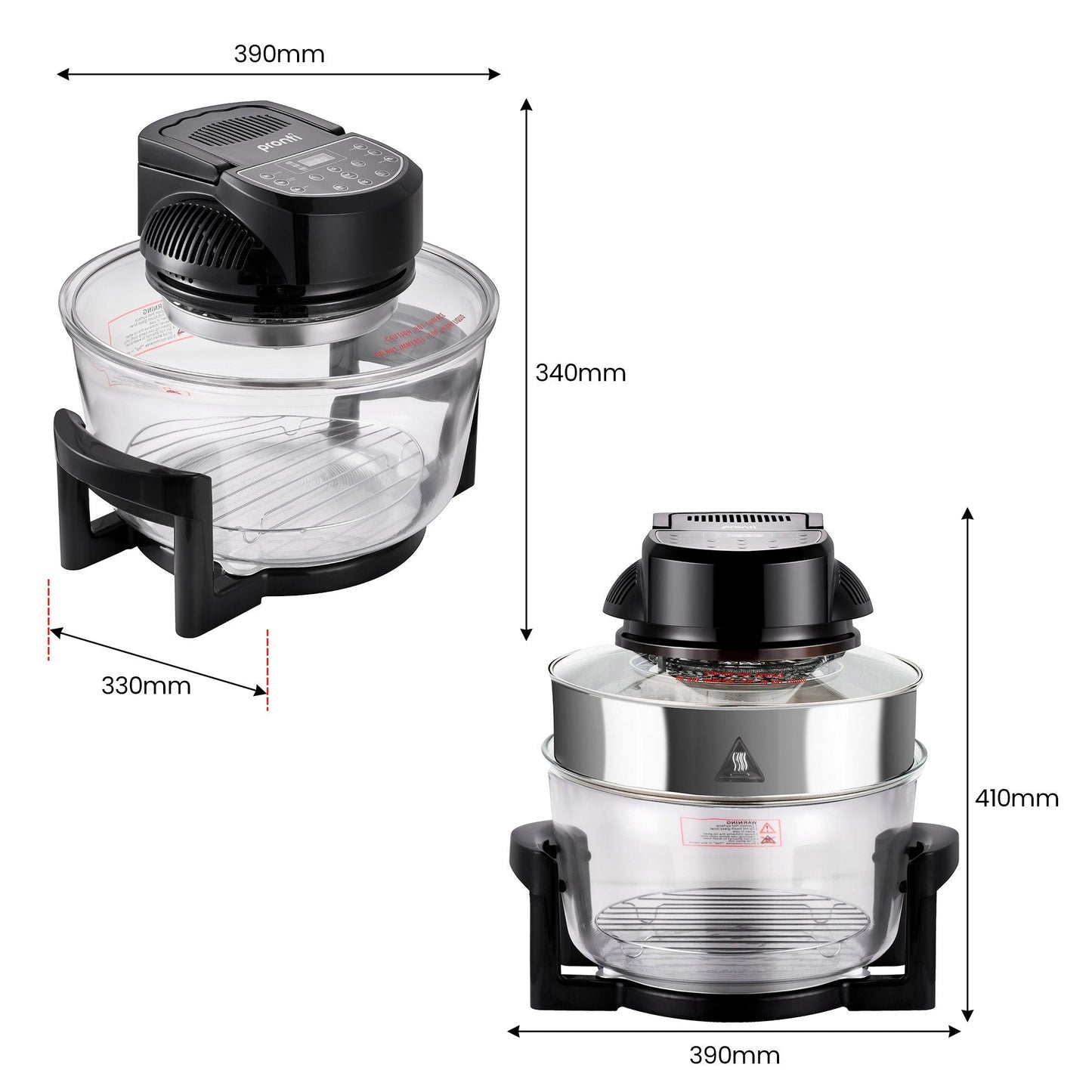Pronti 17L Digital Convection Oven Broiler Cooker (Black)