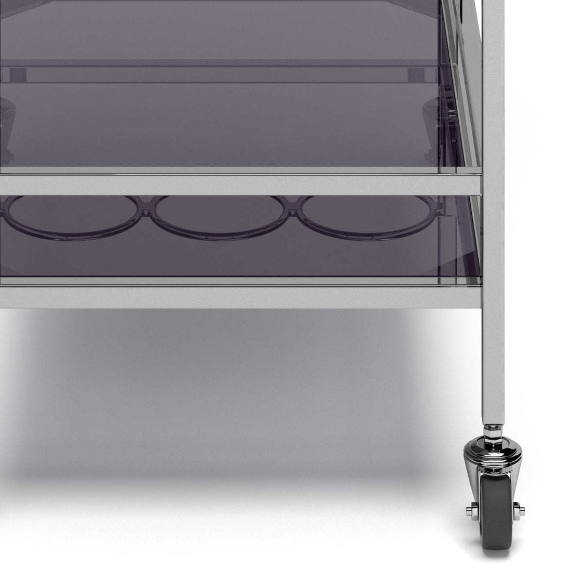 2-Tier Bar Cart with 3 Bottle Storage Rings and Wheels