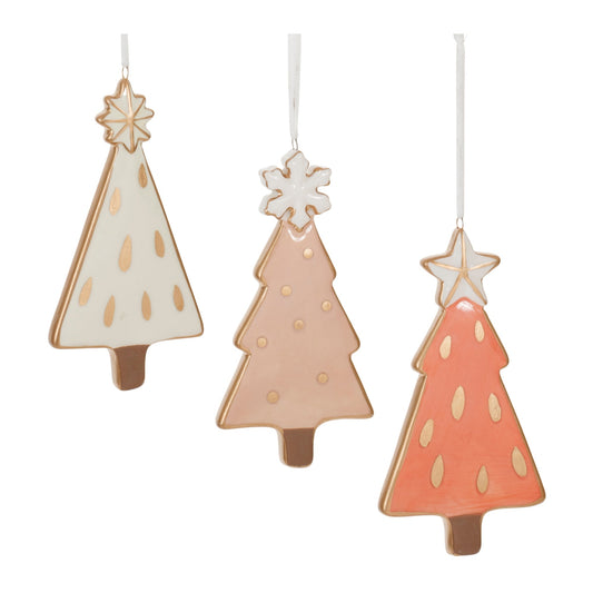 Ceramic Pine Tree Ornament, Set of 6