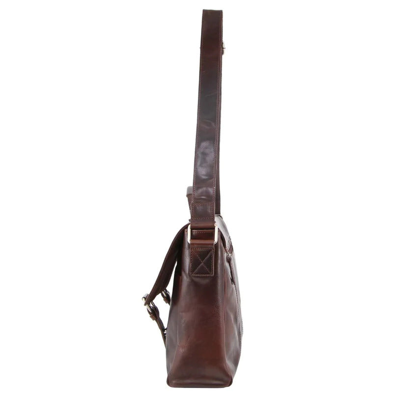 Pierre Cardin Rustic Leather 15" Messenger Laptop Bag (Dark Chocolate)