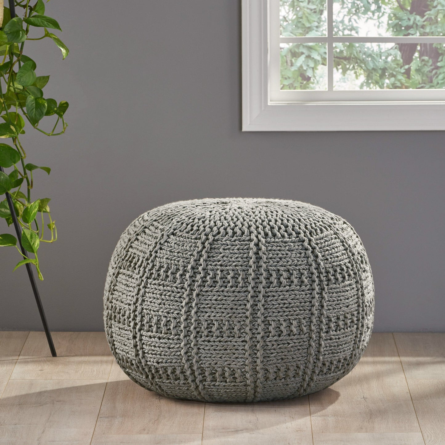 Fathomer Knitted Cotton Round Pouf