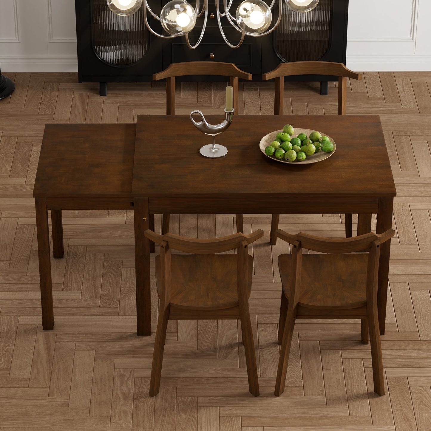 Holva 5-Piece Dining Set with Extendable Table and 4 Open Back Chairs
