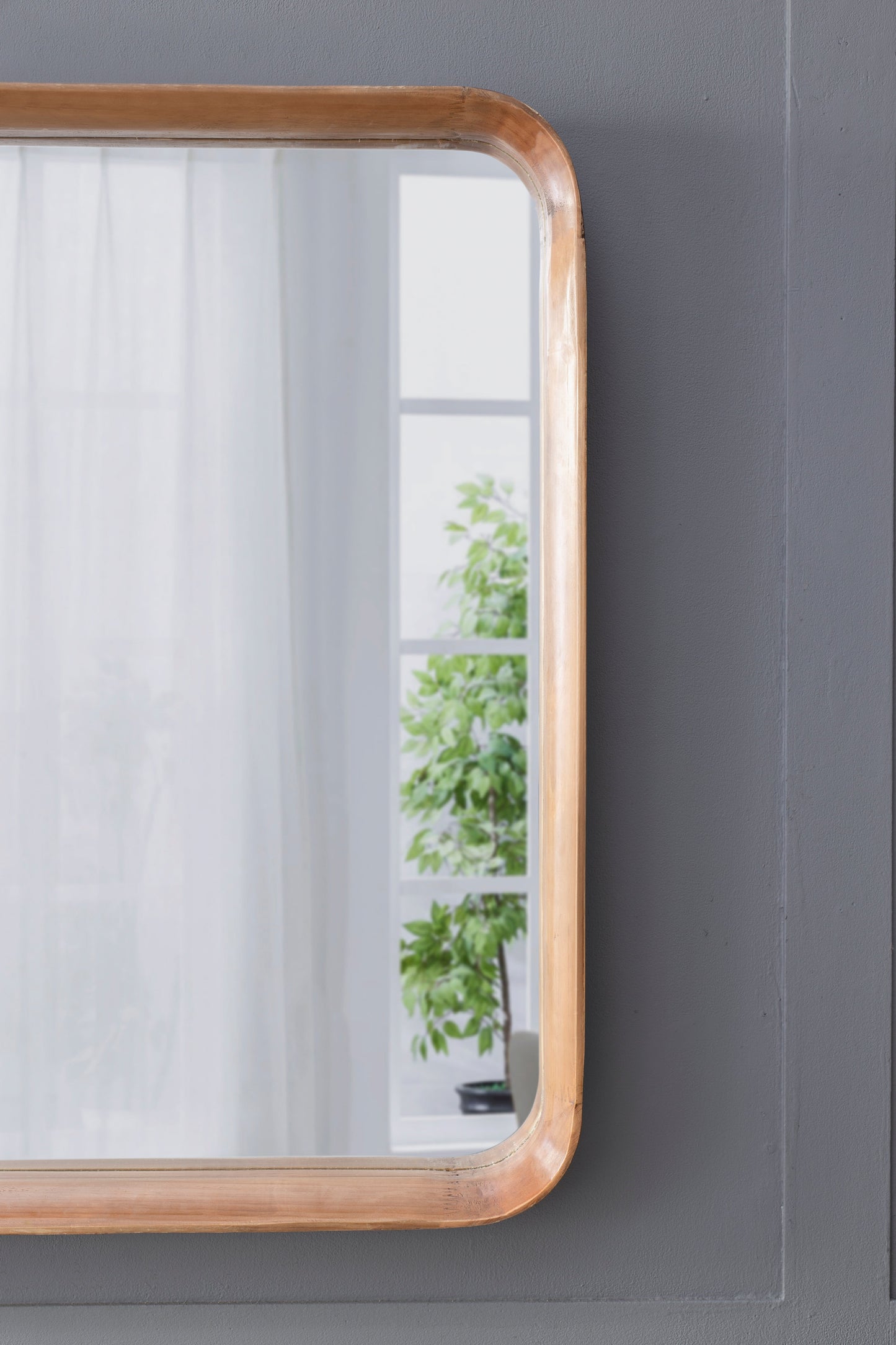 Square Wall Mirror with Wood Frame