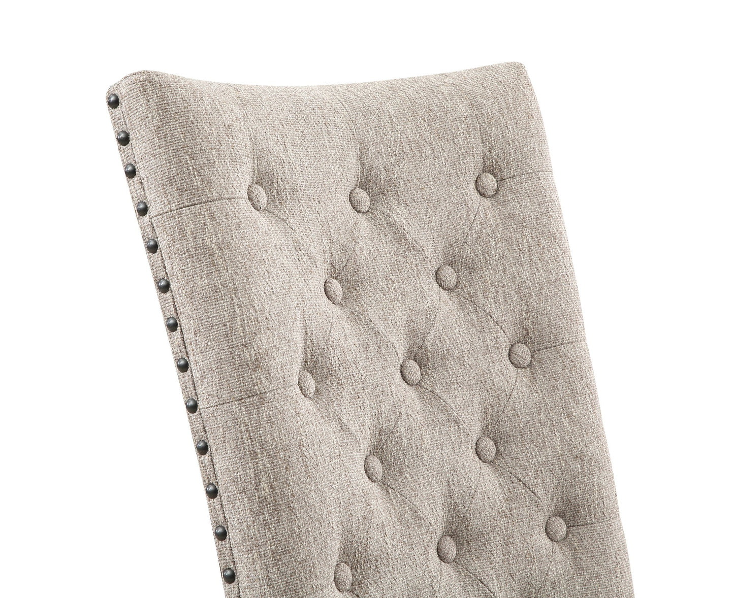 Button Tufted Upholstered Side Chair with Nailhead Trim and Solid Back, Set of 2