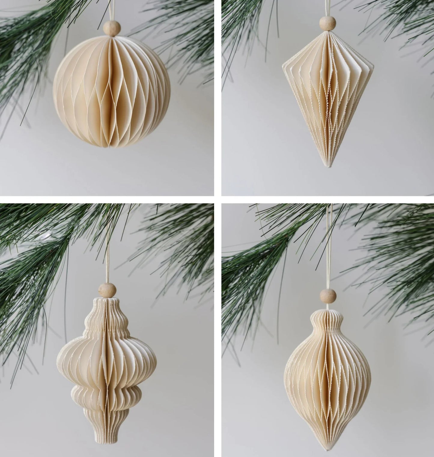 Hand-Cut Paper Ornaments, Set of 4