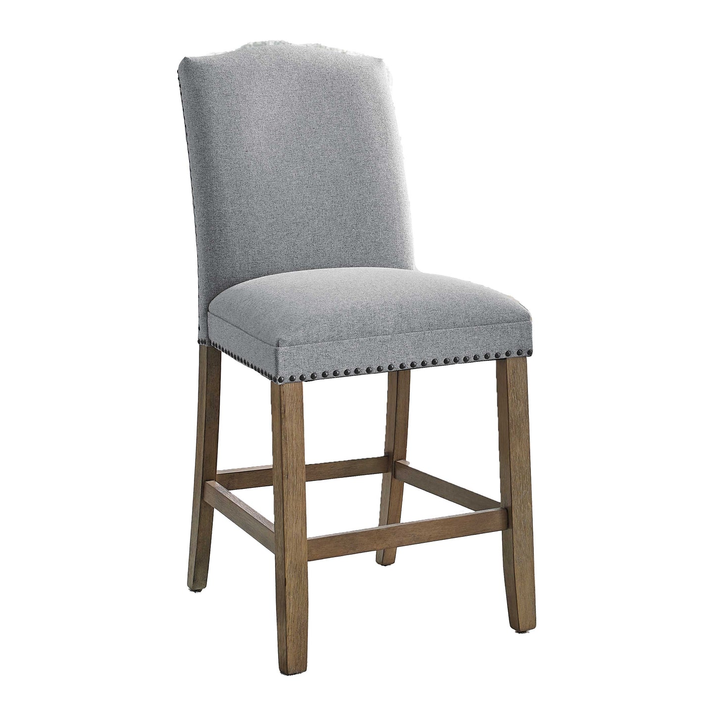 Upholstered Counter Chair with Nailhead Trim and Footrest, Set of 2